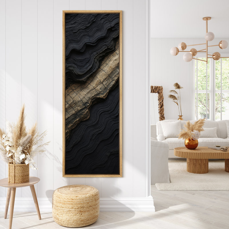 Abstrait paysage mural encadré, impression sereine inspirée de la nature pour décoration murale moderne, Naturel