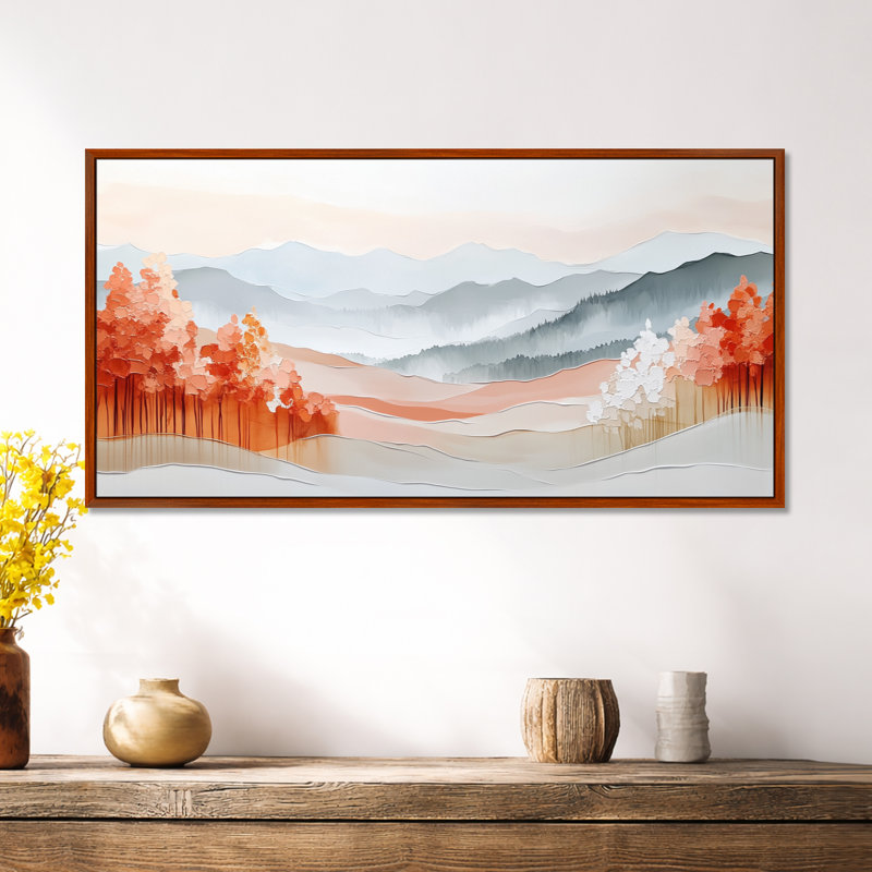 «White Orange Autumn Monicoloch Drift Hills I», reproduction d'art sur toile encadrée, H 20 po x l 40 po