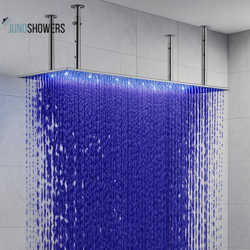 40" Stainless Steel Multicolor LED Ceiling-Mount Rain Shower Head by Juno