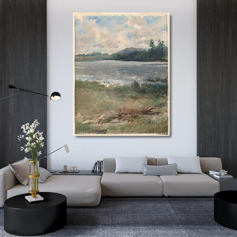 «Lakeside Landscape» par Arnold William Brunner - Art mural sur toile tendue avec châssis, H 48 po x l 33 po