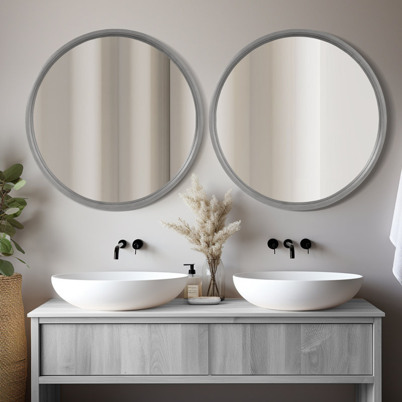 Karrina Round Mirror, Natural Wood, 32" x 32"