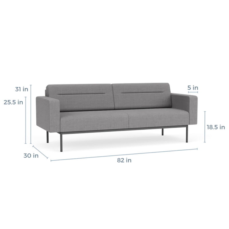 Canapé de réception Darsey, Sans alimentation, Gris anthracite, Gris chambray