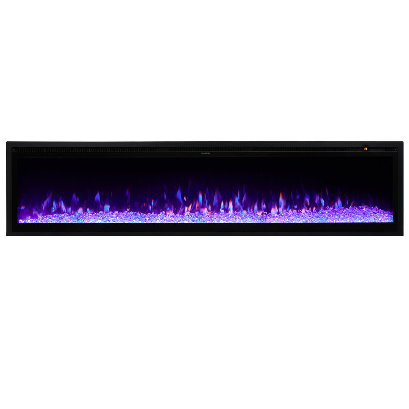 Metro Lane 186 cm W Black Electric Fireplace with 5120 BTU