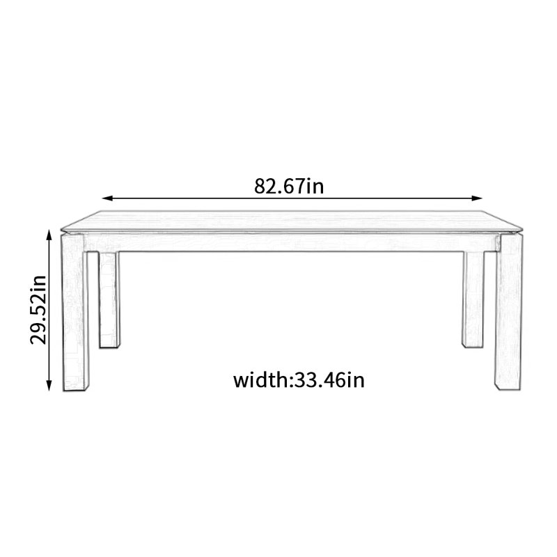 Table en bois de frêne moderne et minimaliste Modern, H 29,52 po x L 82,67 po x l 33,46 po