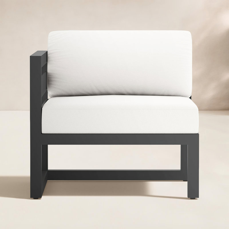 Avion Outdoor One Arm Lounge Chair, Canvas Natural Sunbrella® Canvas, Slate