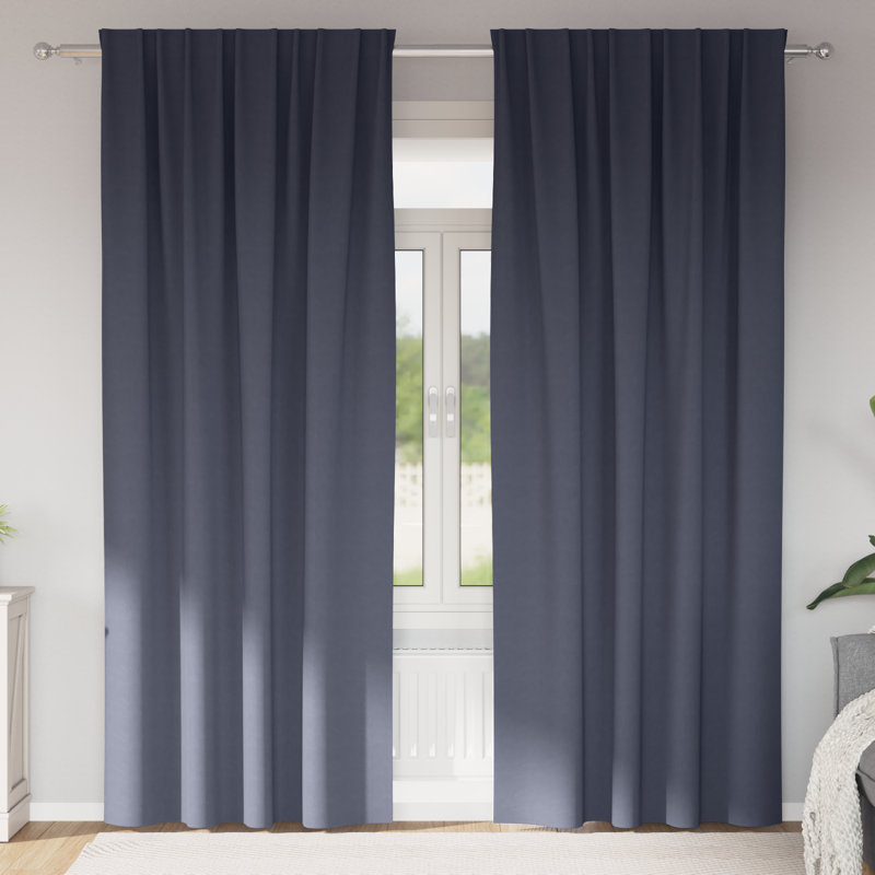 Curtains With Curtains 2 Pcs Polyester, 140cm Width x 245cm Drop, Anthracite