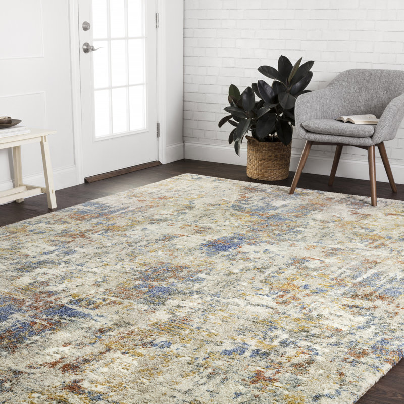 Tapis abstrait bleu / brun Gilchrist, Rectangle 12 pi x 15 pi
