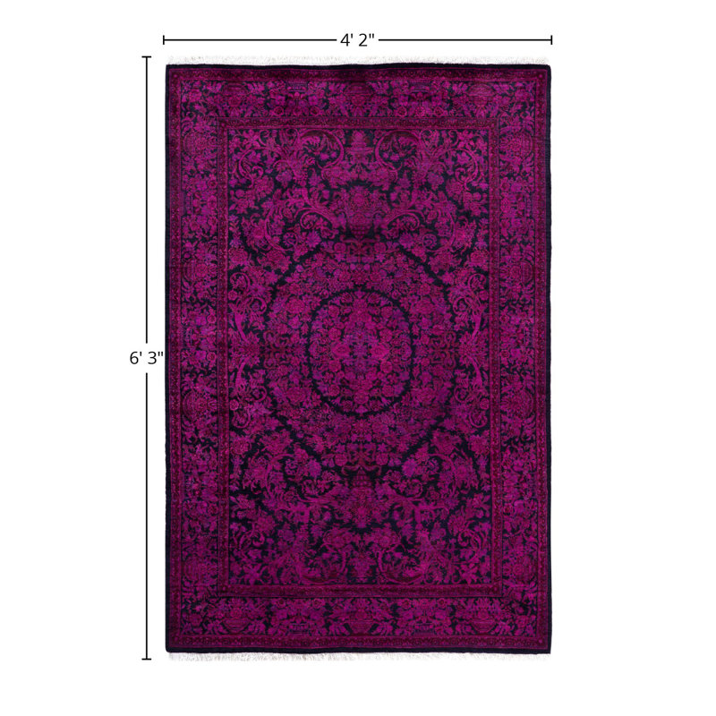 Overdyed One-of-a-Kind 4' 2" X 6' 3" Hand Knotted Area Rug