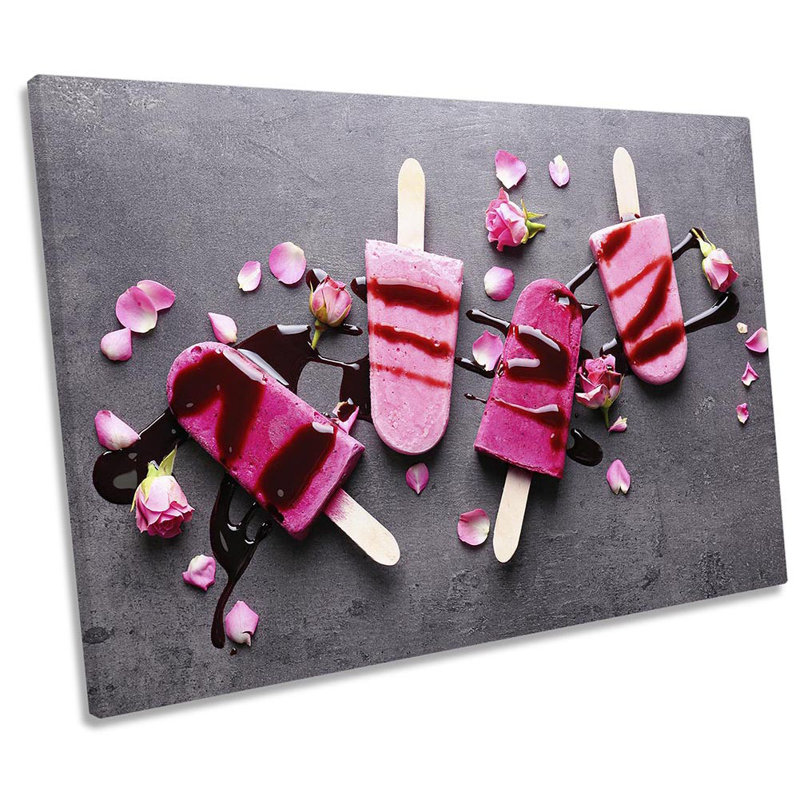 Ice Lollies Pink Kitchen - Wrapped Canvas Print, 30.5cm H x 45.7cm W x 2cm D