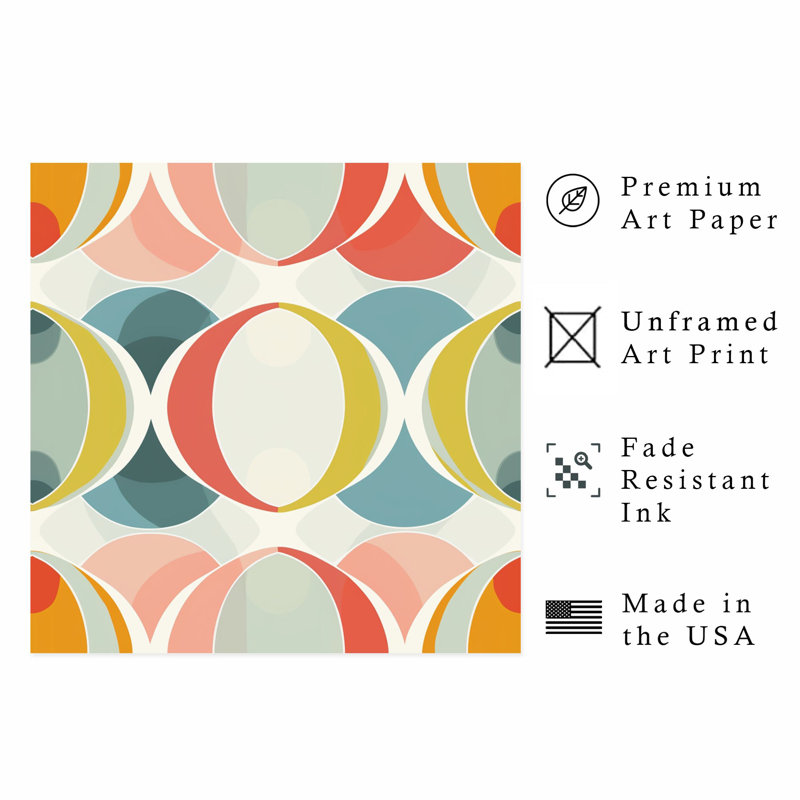 Abstract Retro Groovy 70s Pattern XII Retro Unframed Art Print, 10" H x 10" W