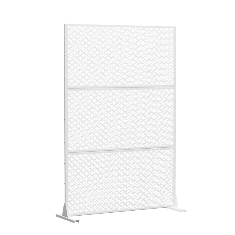 Paravent d'extérieur en métal, Blanc, H 72 po x l 47 po x P 16 po