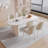 Pearlena 62.99" Modern Rectangle Cream White Dining Table Set with 6 Chairs for Kitchen, Bar, Living Room-539561009-539561011