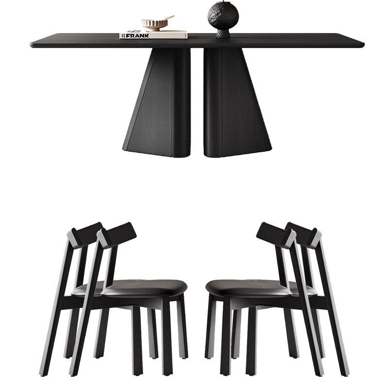 Ensemble de salle à manger rectangulaire en bois massif de style français rétro, H 29,53 po x L 70,87 po x l 35,43 po
