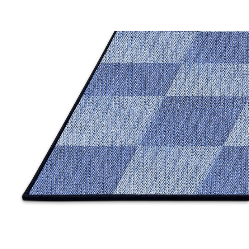 Tapis de surface bleu en acier à motifs, Rectangle 6 pi x 9 pi