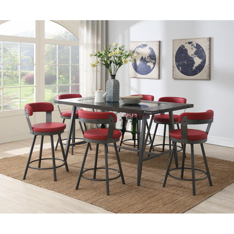 Chaise de comptoir rouge en polyuréthane, Rouge