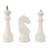Decorative Chess Figurines Set Polyresin Sculptural Design Home Office Living Room Display Set Of 3 - 16", 14", 13" White