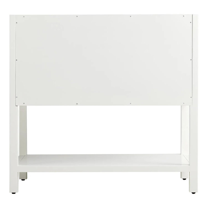 36" Robertson Single Bathroom Vanity Set with Rectangle Undermount Sink, 8" Widespread, White, Arctic White Quartz
