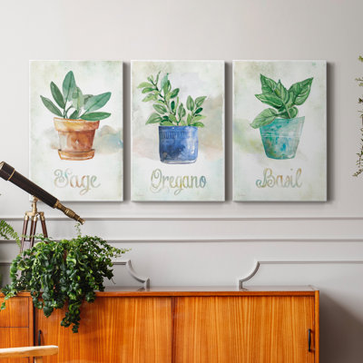 " Potted Basil " 3 - Pieces