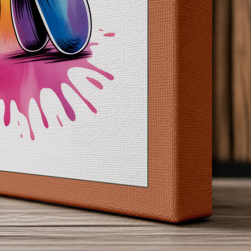 Paint Tube Starburst Modern - Wrapped Canvas, 30x20 - 76.2 x 50.8 cm, Terracotta Border
