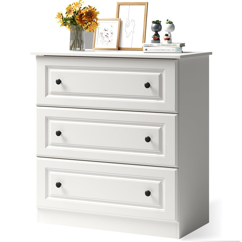 Commode 3 tiroirs l 29,5 po, Blanc