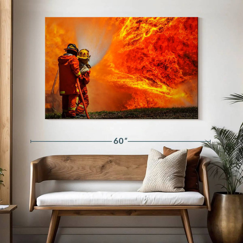Lelar Blazing Fire Firefighters, 34" H x 51" W