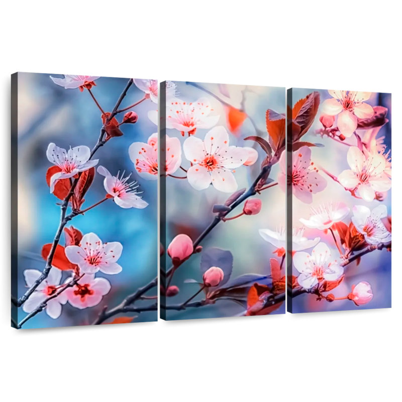 Fleurs de prunier Harnek au printemps, H 36 po x l 57 po