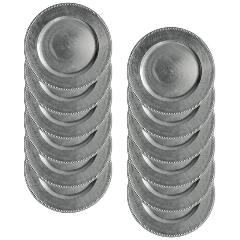 Plat de service perlé argenté 13 po, Argent