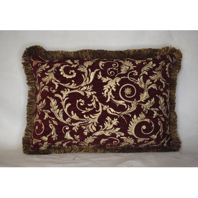Chenille Rectangular Vine Floral Burgundy Leaf