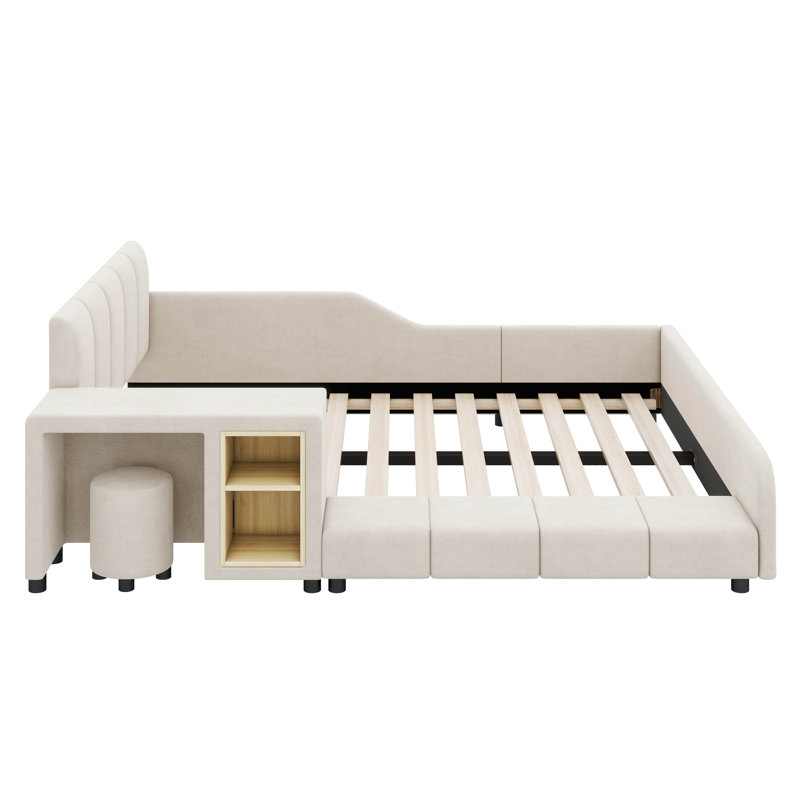 Venie Upholstered Storage Bed, Beige