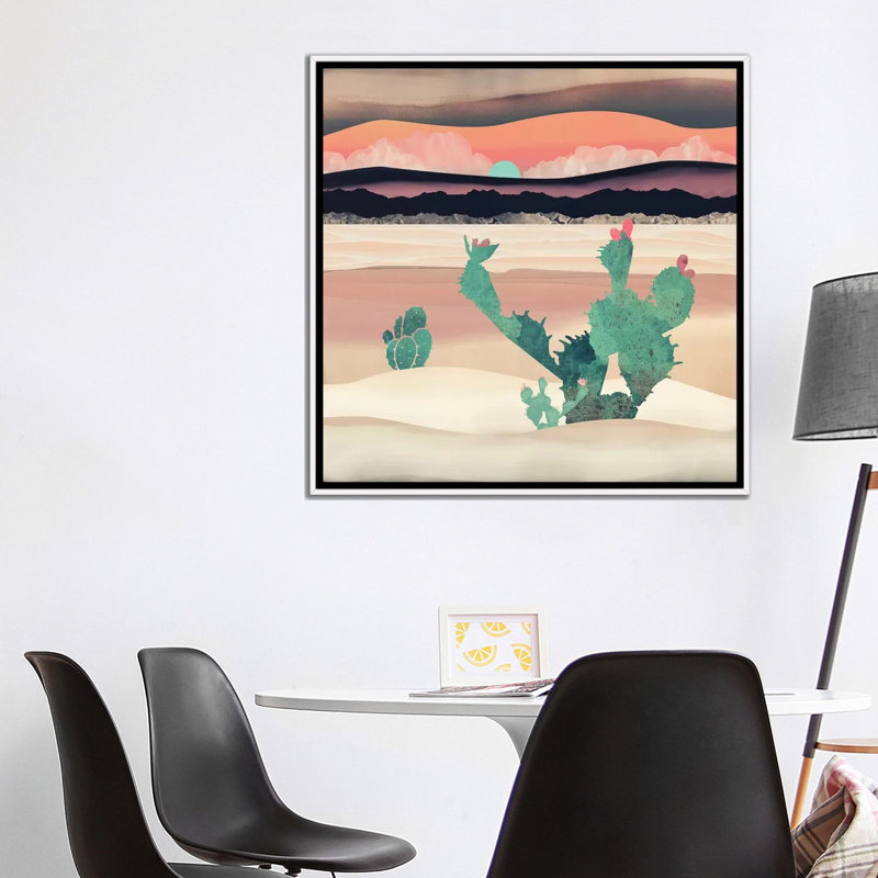 Désert du désert - impression d'art graphique, H 37 po x l 37 po x P 1,5 po, Pas de tapis, Toile blanche encadrée