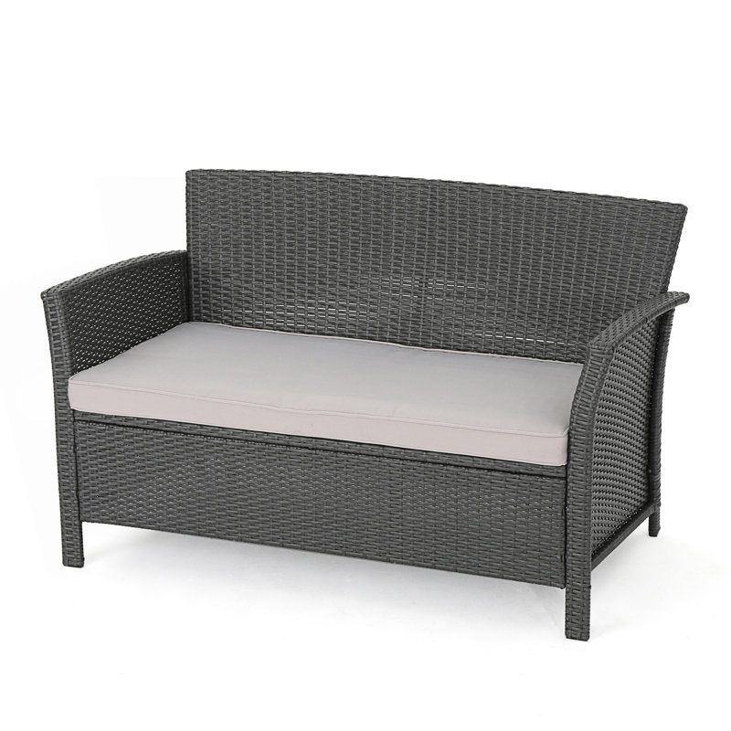 Causeuse en osier toutes saisons avec coussins confortables