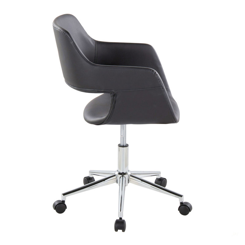 Contemporary Task Chair In Chrome Metal, Silver, Black