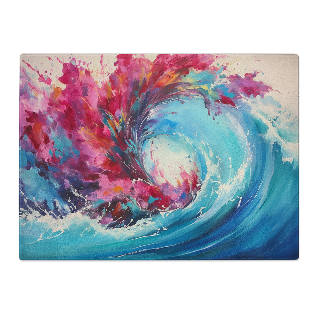 Wave Abstract  Glass Chopping Board