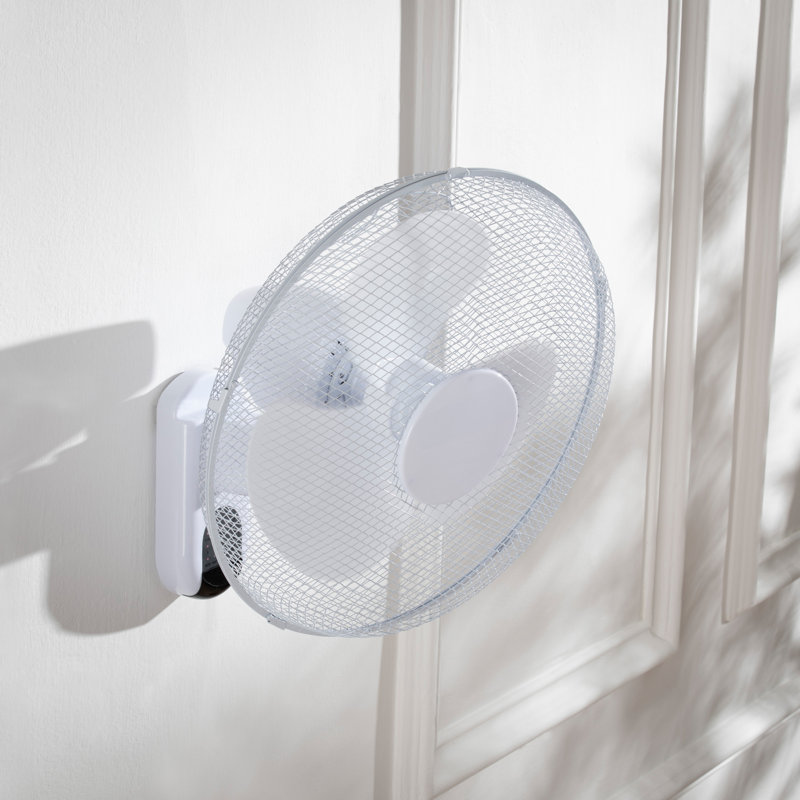 Daewoo 16" Wall Mounted Fan 3 Speed Settings Oscillating With Remote Control White