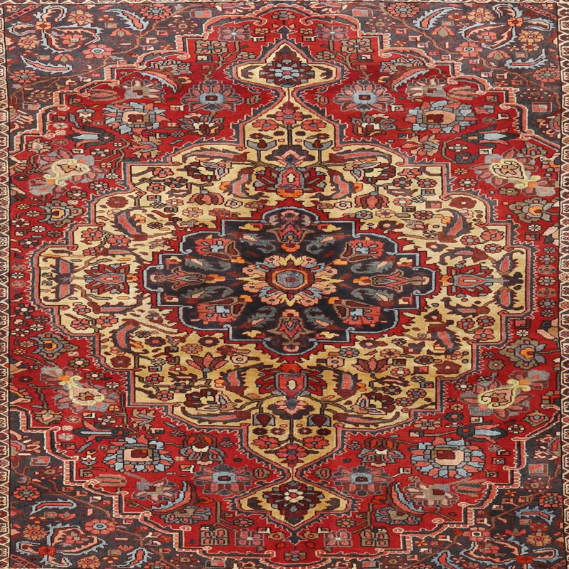 Tapis traditionnel rouge / noir, Carré 3 pi