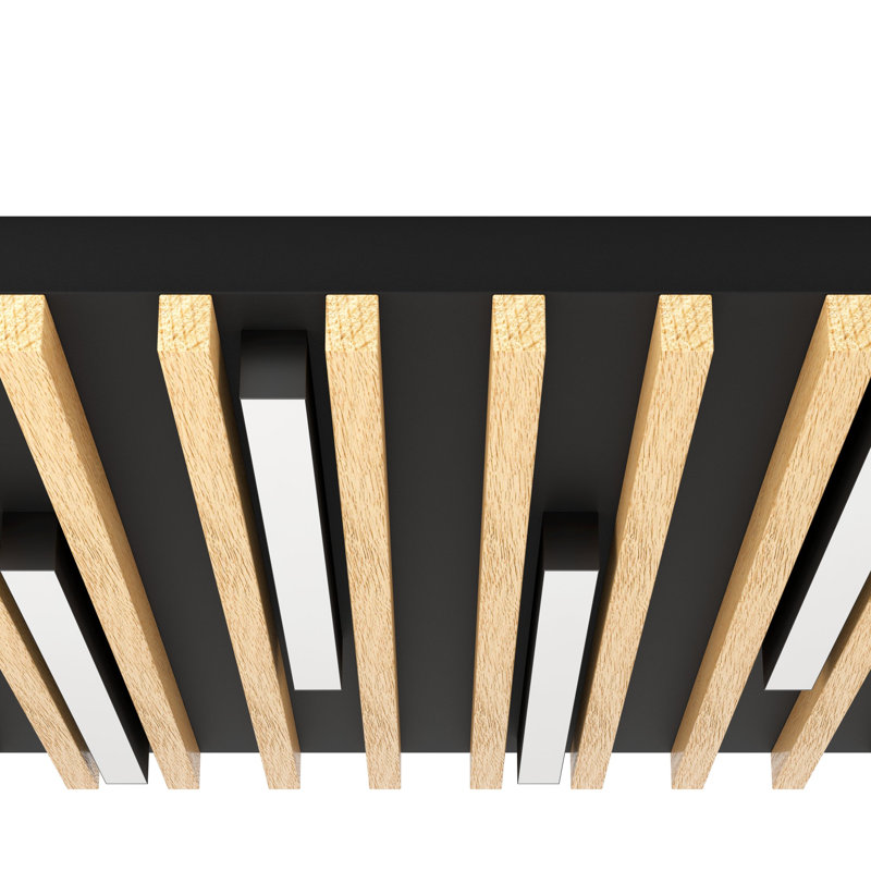Plafonnier encastré en bois et noir Nenuphar, H 2,28 po x l 22,72 po x P 22,72 po, 59 W, 6