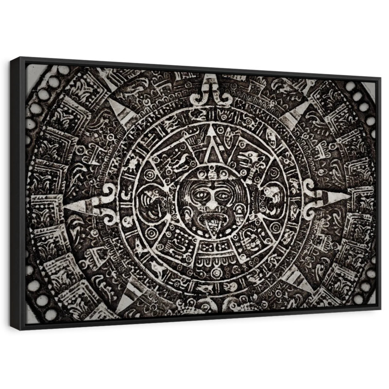 Decor Elements " Black Mayan Calendar Wall Art ", 9" H x 13" W