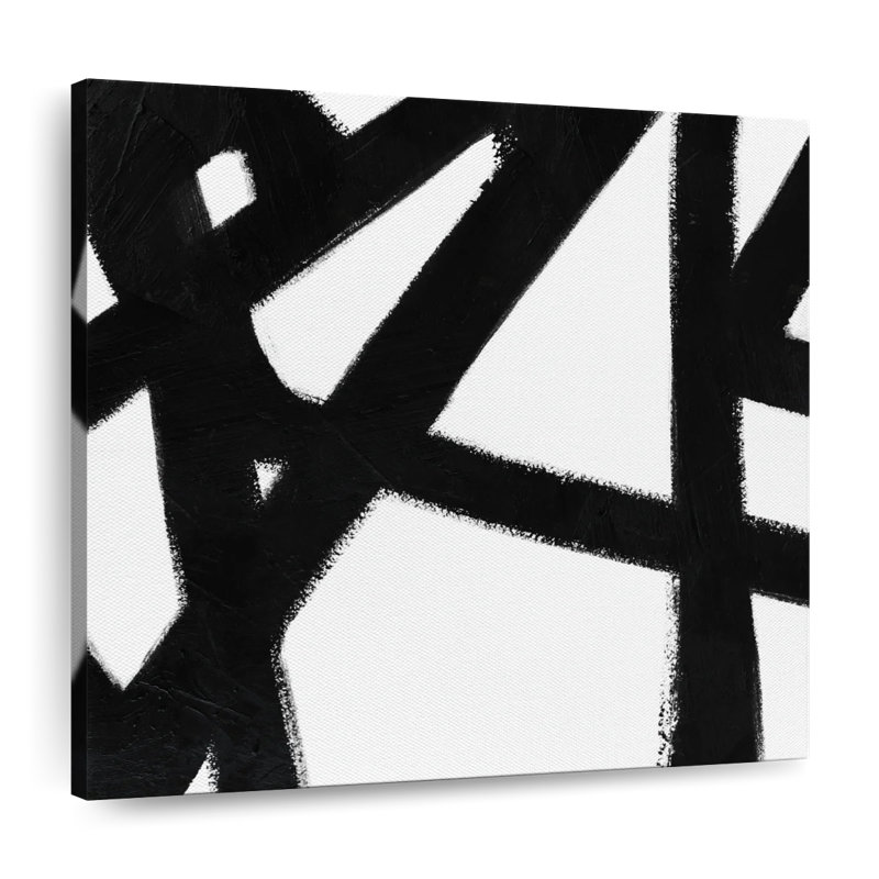 Encre noire stries IV sur toile, H 10 po x l 10 po x P 1,25 po