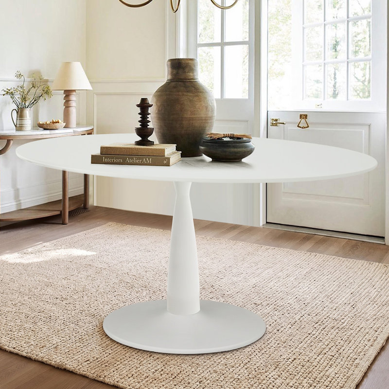 Harris 59 Inch Oval Dining Table, White