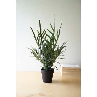  Fougère artificielle en pot noir pour décoration intérieure - plante verte en pot artificiel, 27 po