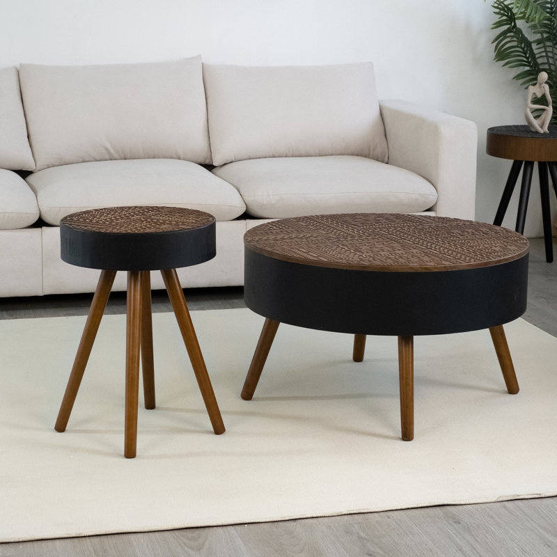 round coffee table with storage function, Brown