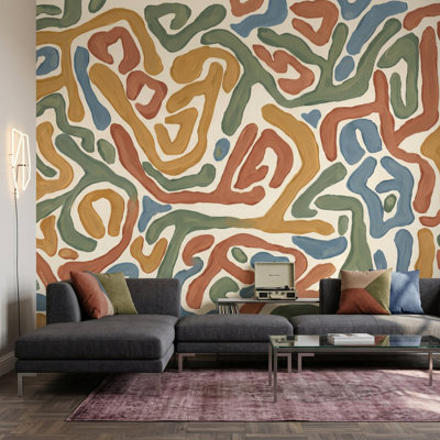 Mid Century Modern Wallpaper Abstract Pattern Modern Wall Mural