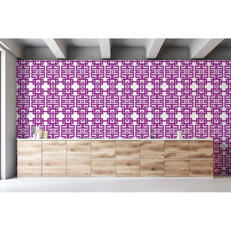 Rouleau de papier peint aztèque L 10 pi x l 24 po, Peler et coller, Auto-adhésif, Prune