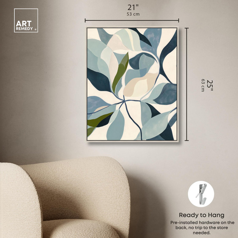 Art floral coloré sur toile tissé Botanicals II par Art Remedy, H 25 po x l 21 po, Encadrement argenté