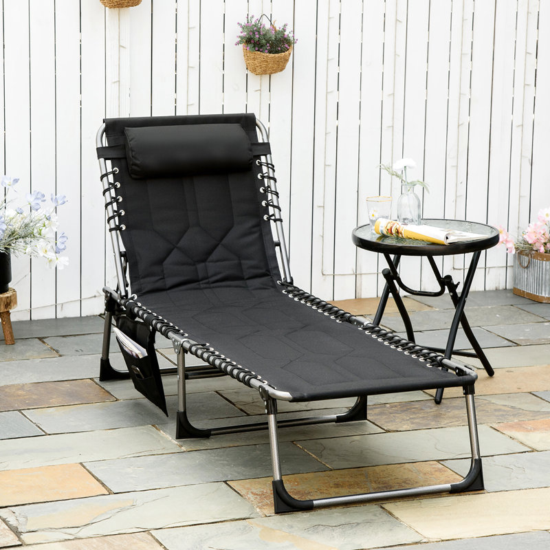 Fauteuil de bronzage inclinable à 6 niveaux pour le jardin - rembourré, pour plage, jardin, patio, piscine, siège de camping rembourré, pliable, piscine