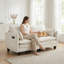 Canapés 2 places gain de place en chenille, causeuse beige moderne avec ports USB-690837627