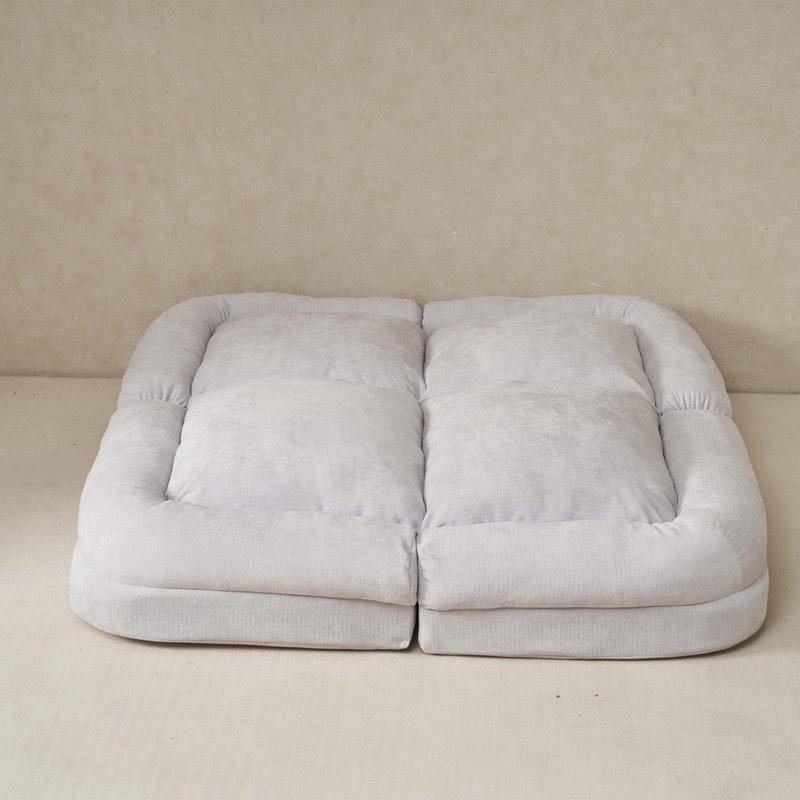 Convertible Fold-Out Double Sofa Bed,the Left Part of the Complete Product., White