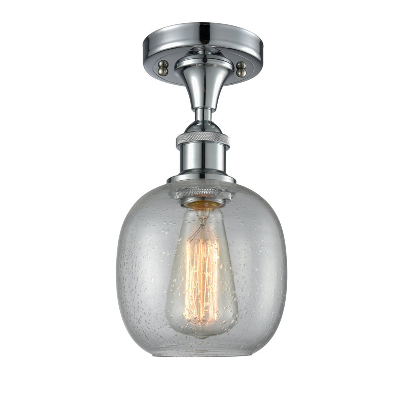 Plafonnier semi-encastré sphérique 1 lumière Carlucci, Chrome poli, Verre puceux transparent