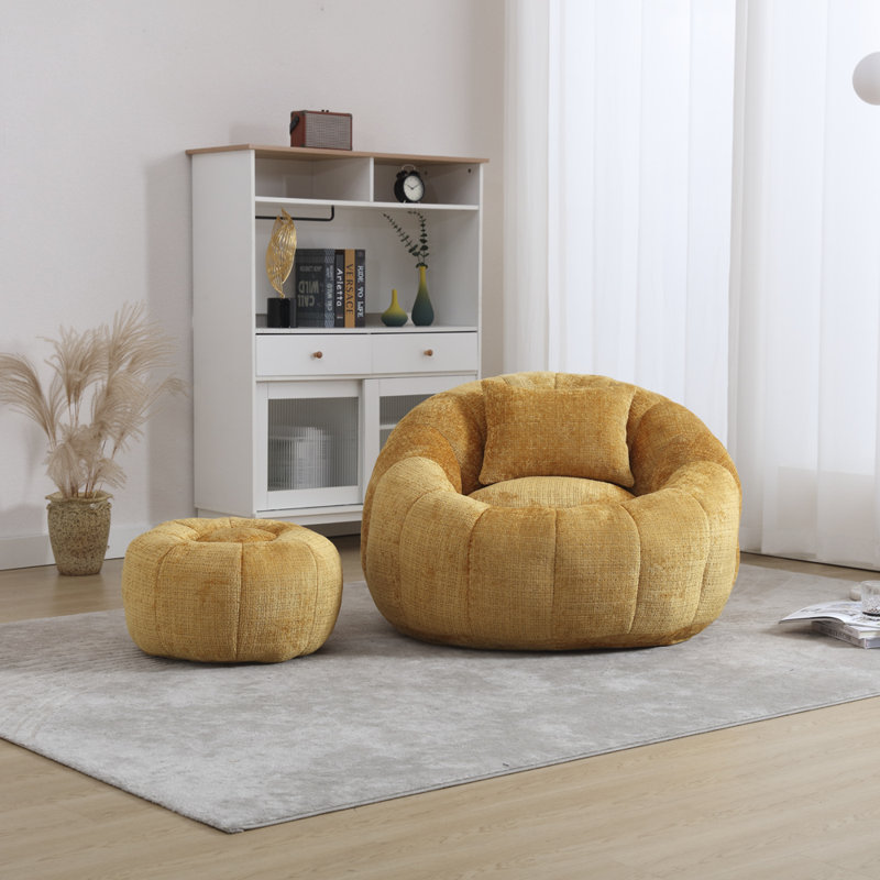 Stylish Plush Bean Bag, Yellow Chenille