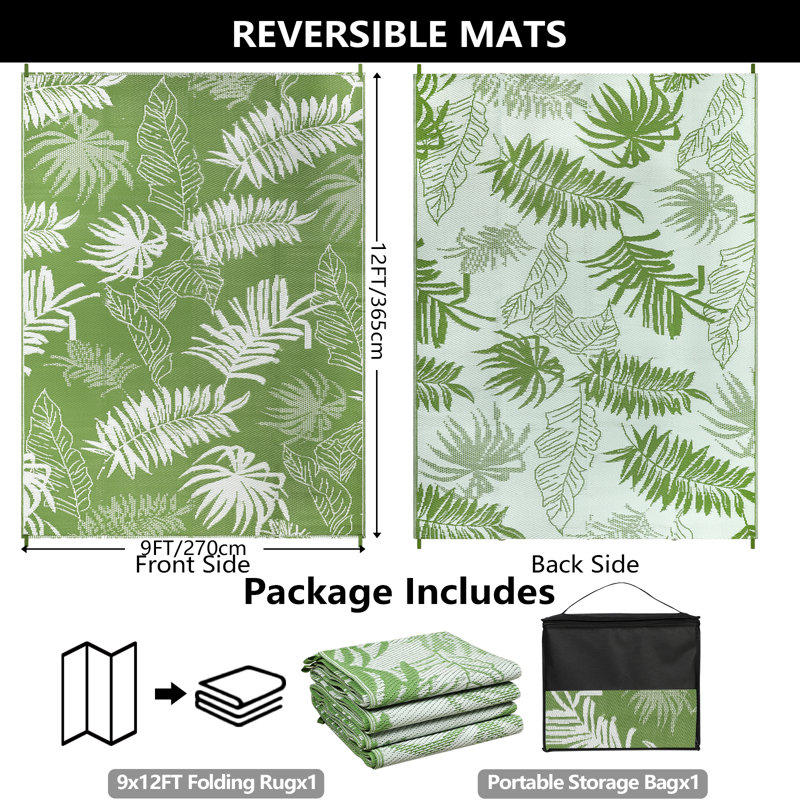 Outdoor Rug  Patio Waterproof, Reversible Outdoor Plastic Straw Rug RV Mat, Indoor Outdoor Carpet Large Area Rug for Patio Camping Deck Backyard Balcony Picnic Beach